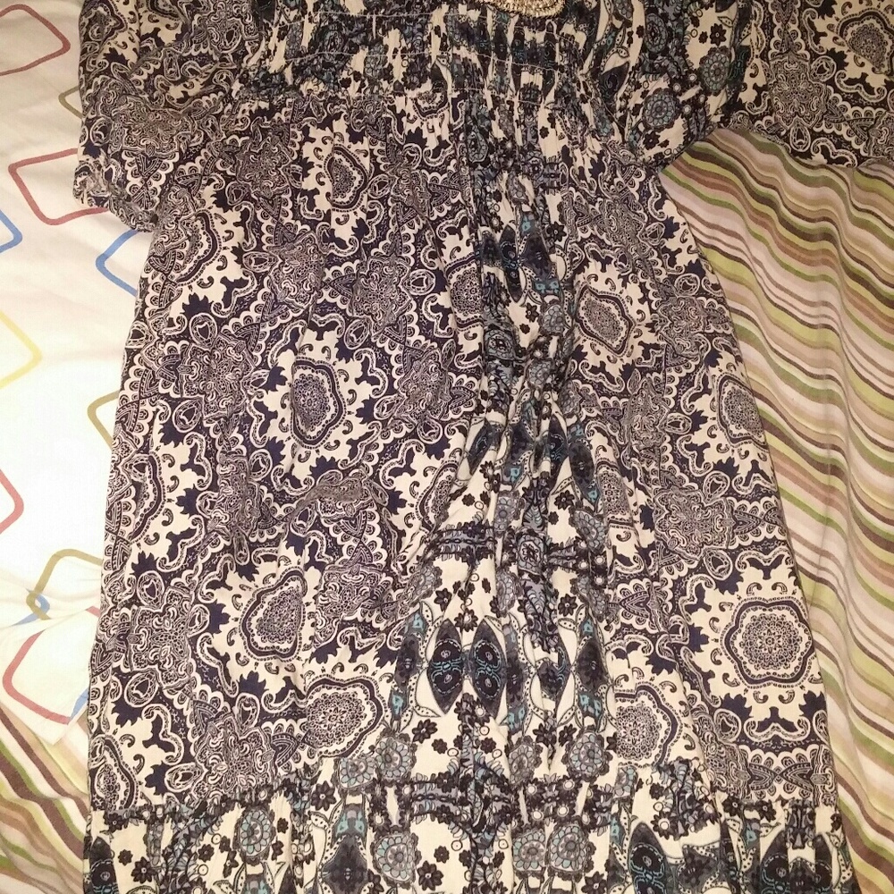 Blue And White Winter Dress